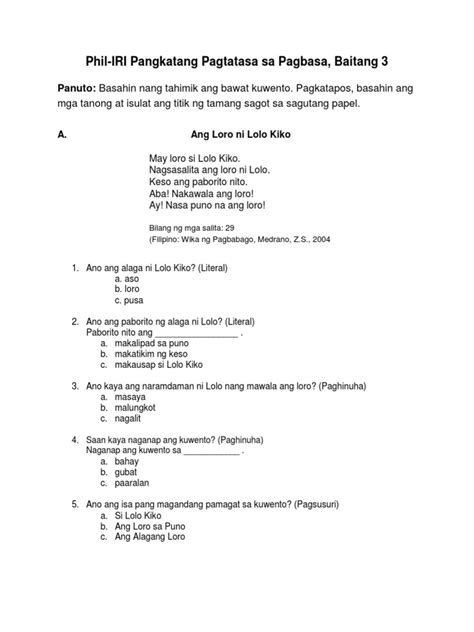 phil iri english GST 8.